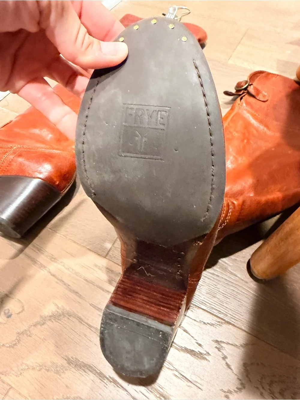 Frye knee high Lucinda slouch in cognac 8m